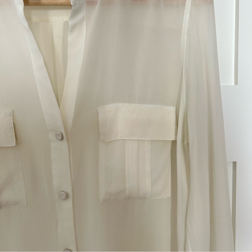 BCBG silk ivory chiffon blouse - Picture 2 of 5
